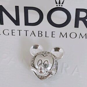 Pandora Mickey Mouse Pavé Clip Charm Bracelet Charm with box